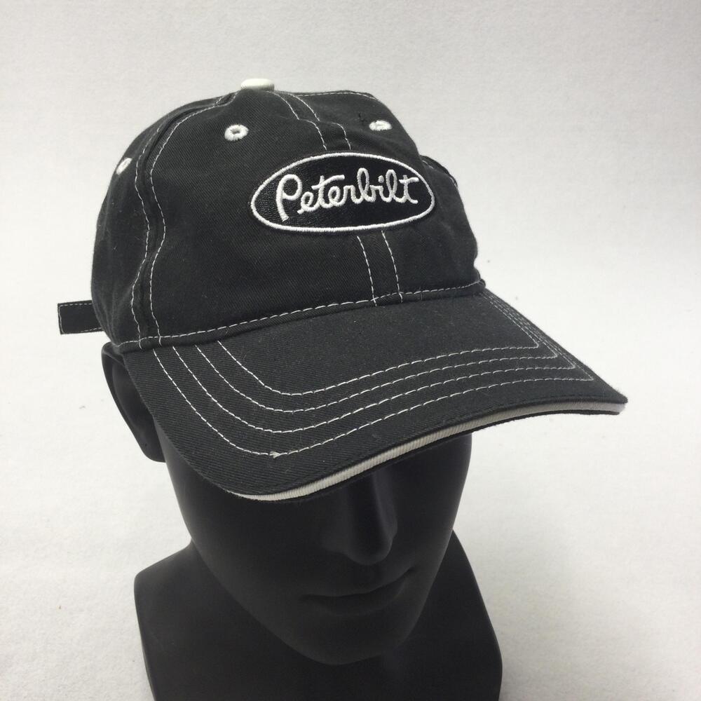 Peterbilt Hat Cap Strap Back Mens One Size Black Cotton Embroidered Truck Logo